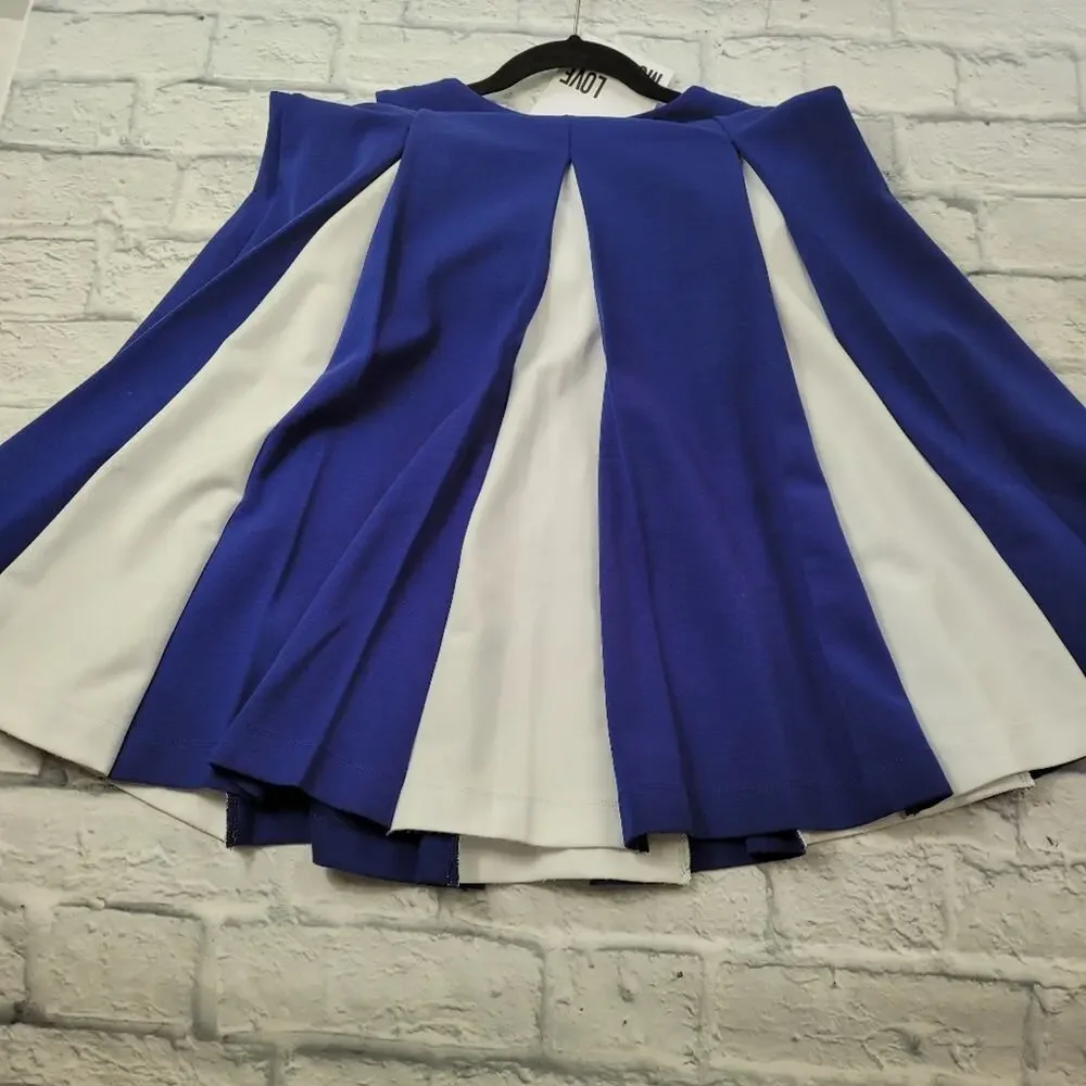 NWT Love Moschino Vneck Pleated Tank Dress Blue Sleeveless Preppy Playful size 4